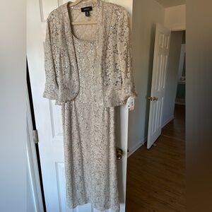 R&M Richards Champagne Lace Dress with Jacket